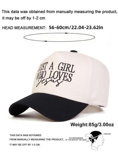 Just a Girl Who Loves Jesus Letter Embroidered Trucker Cap, Casual Outdoor Sports Hat for Women & Men, Perfect Gift for Faithful Friends & Family