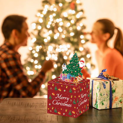 Christmas Money Pull Box | Cash Gift Surprise Box with Tree Card