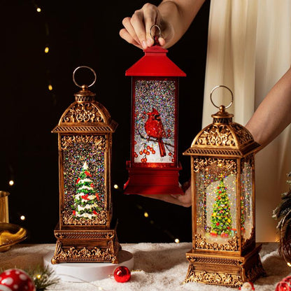 Rotating Christmas Tree Christmas Snow Globes Cardinal Music Water Glitter Lantern Holiday Decorations Gifts for Family Children or Friends Battery Operated or USB Powered Party Supplies Christmas Decorations 2025 Decorations Supplies