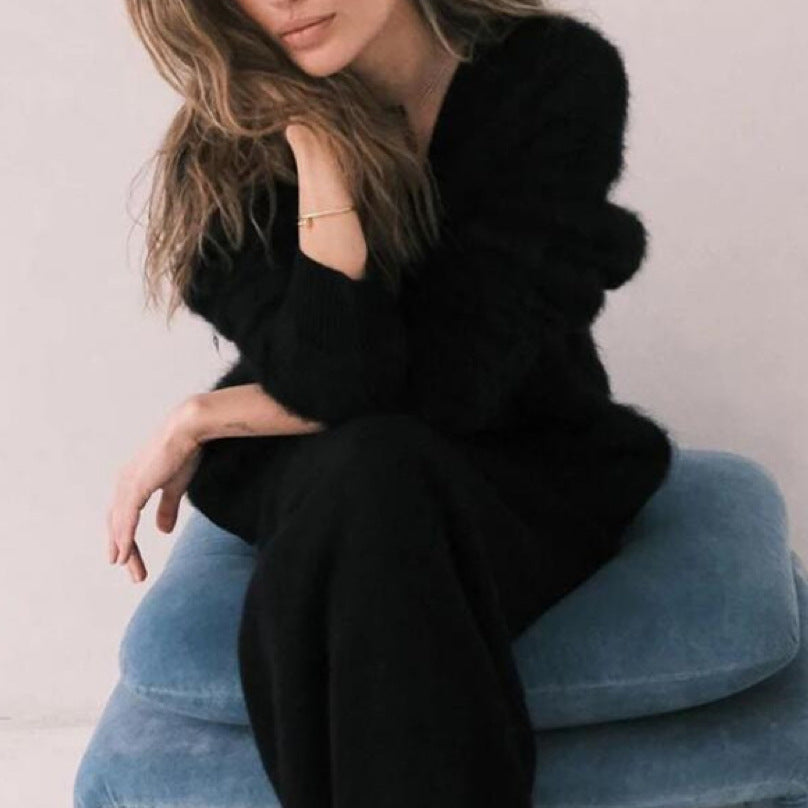 Women’s Loose V-Neck Button Knit Cardigan Winter Sweater