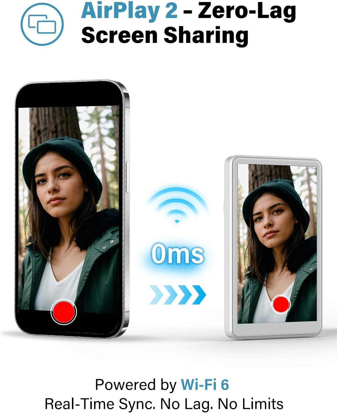 Selfie Monitor Screen for Iphone 12-16 | Magnetic Back Camera Vlog Monitor with 4K/60Fps | Wireless Zero-Delay & 33Ft Remote | 6H Battery USB-C Fast Charge | HD Display for Tiktok/Youtube