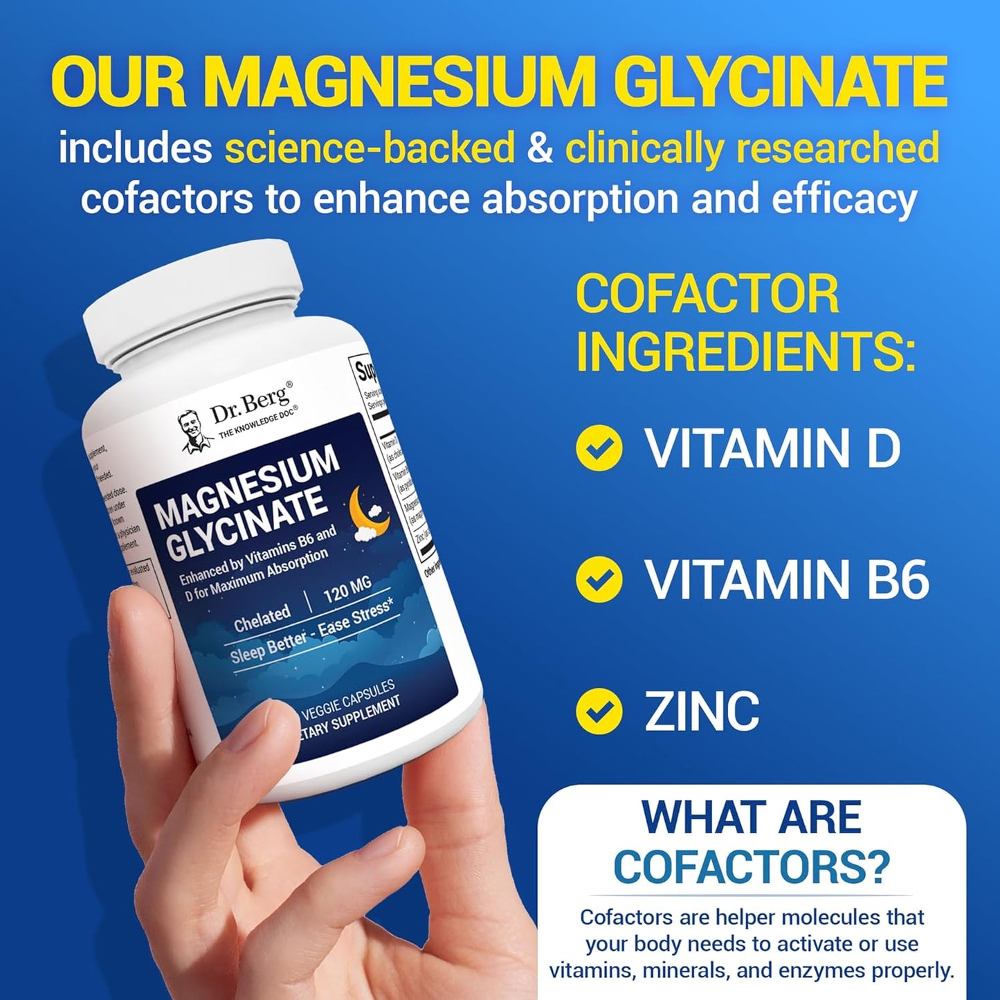 Dr. Berg Maximum Strength 4-In-1 Chelated Magnesium Glycinate with Clean, Potent & Pure Ingredients | 4X Lab-Tested & Verified | USA Formulated Magnesium Supplement Capsules | 150 Capsules