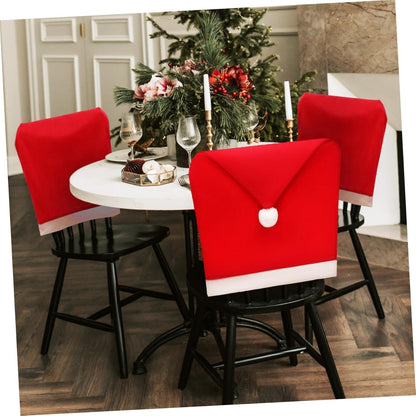 Santa Hat Christmas Chair Covers | Festive Dining Room Holiday Decor