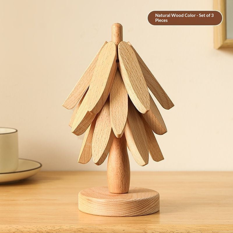 Tree Design Wooden Trivet Heat-Resistant Table Mat & Coaster