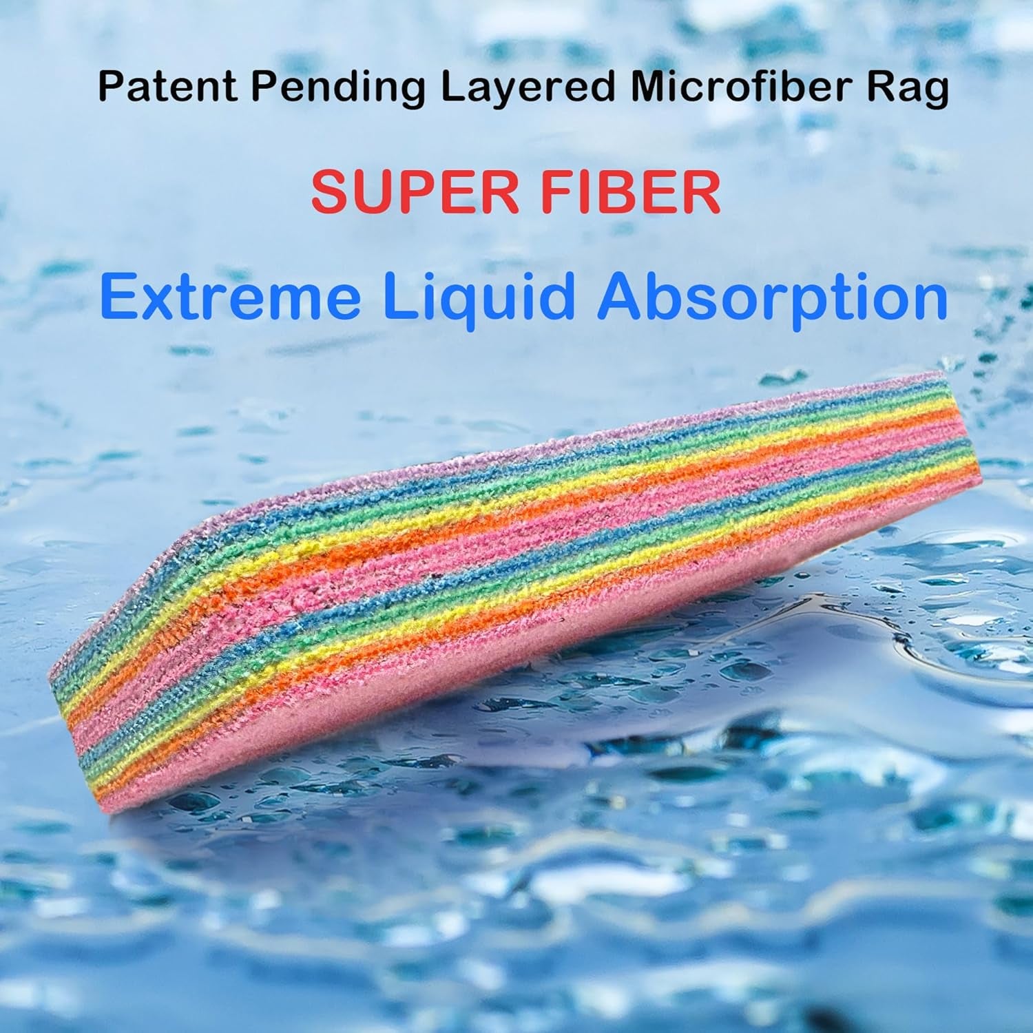 Microfiber Super Fiber Rag, 12 Fiber Layer on 1 Rag, Perfect Cleaning Cloths, Extraordinary Liquid Absorption Ability, Stain Remover, Home Daily Use Sponge, Kitchen, Bathroom, Living Room- (2 Pack)