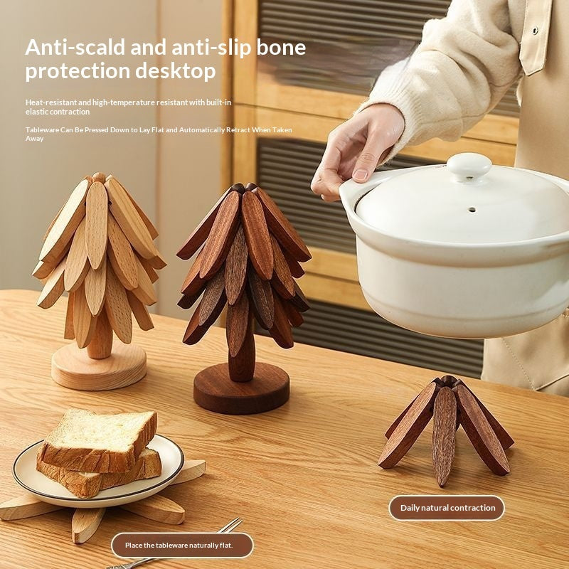 Tree Design Wooden Trivet Heat-Resistant Table Mat & Coaster