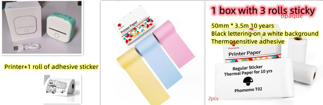 Portable Mini Thermal Label Printer Bluetooth-Compatible Inkless Photo Printer