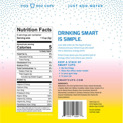SMART CUPS Energy Drink - Raspberry Lemonade - No Sugar - Low Calorie - Eco-Friendly - No Taurine - Convenient - Healthy Beverage - Sport Drink - Time Best Inventions 2021