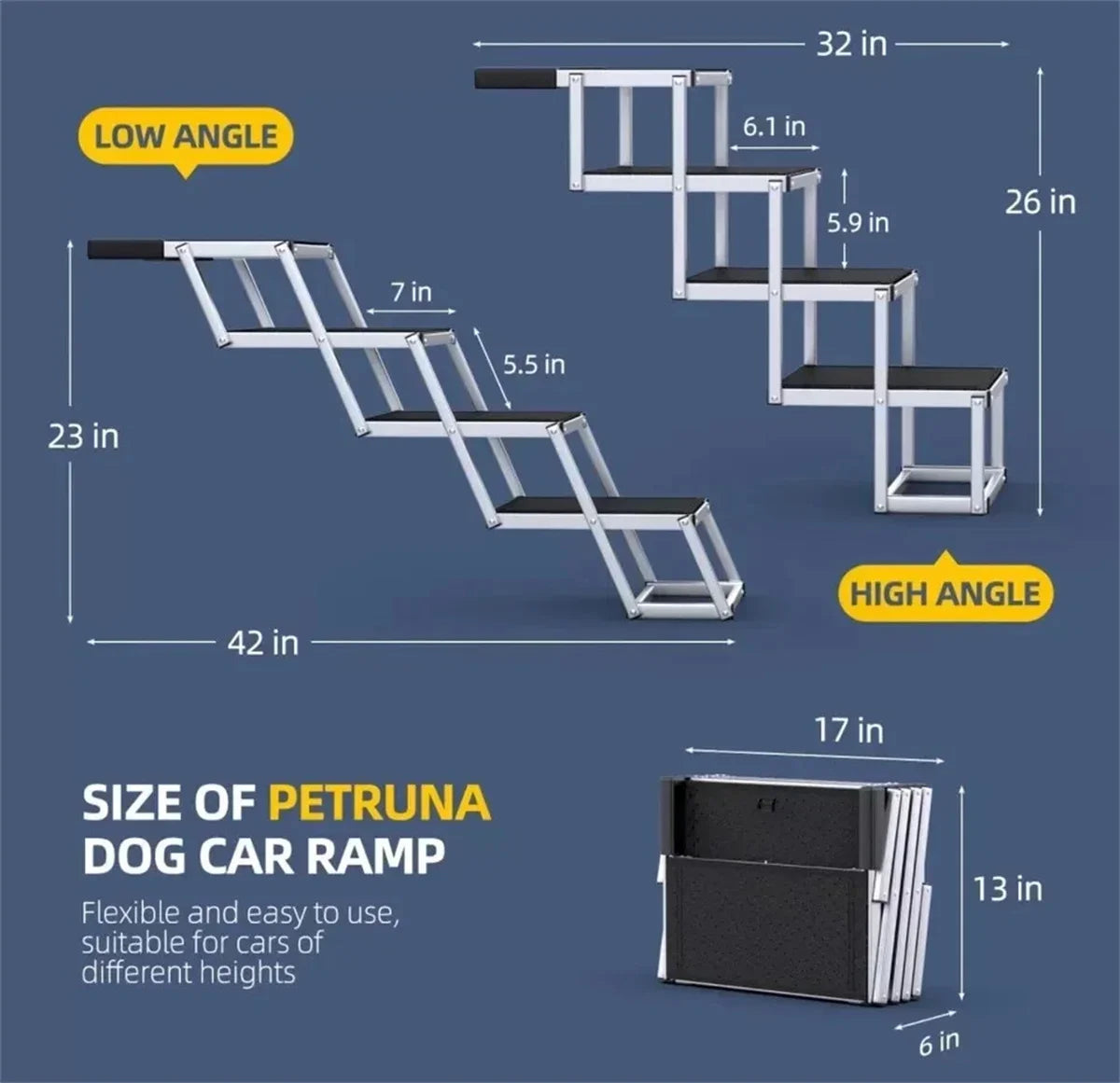 Outdoor In-Vehicle Mounted 4-Step Folding Pet Stairs Heavy-Duty Dog Climbing Stairs Sports & Entertainment Product