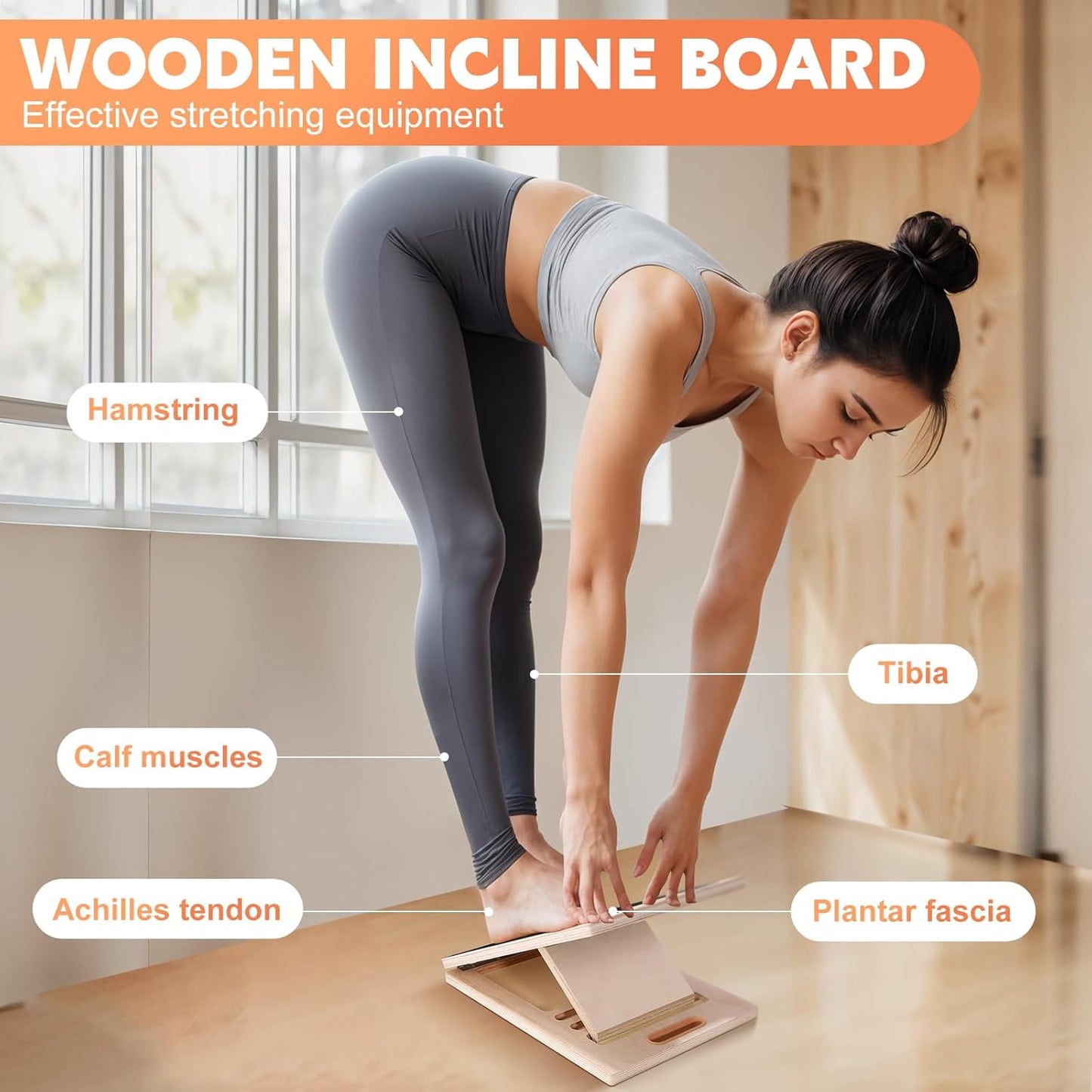 Slant Board for Calf Stretching, Adjustable Wooden Calf Stretcher Incline Board, Calf Stretch Board for Squats Leg Knees Heel Ankle Stretching