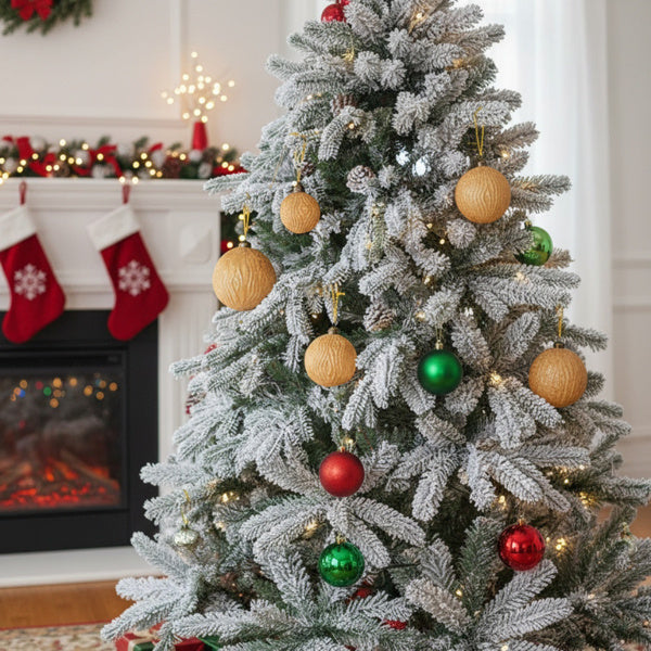 6PCS Glass Christmas Ball Ornaments – Shimmering Festive Hanging Decorations for Xmas Tree & Holiday Parties