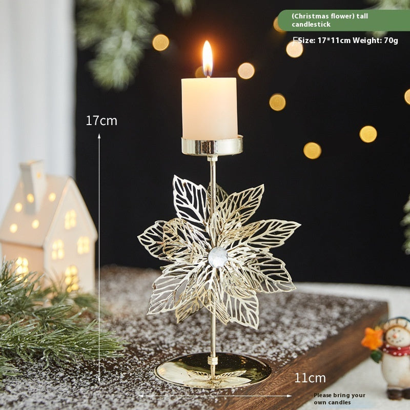Romantic Christmas Wrought Iron Candle Holder Tray | Holiday Décor