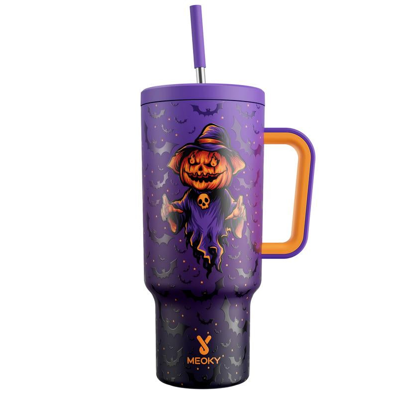 【Halloween Carnival】Meoky 40Oz Reusable Stainless Steel Car Cup,Portable Leak-Proof Water Cup, Keeps Cold for 24 Hours,Suitable for Outdoor Travel,Holiday Gift