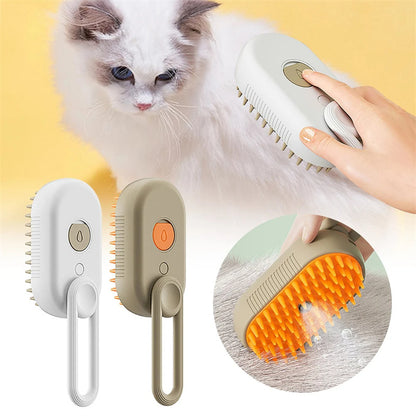 3-in-1 Electric Steam Pet Brush for Cats & Dogs Grooming Comb