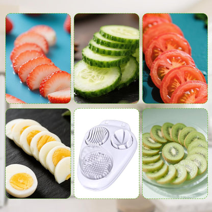 Versatile 3-in-1 Stainless Steel Egg Slicer & Chopper - Perfect for Hard Boiled Eggs, Fruits, and Vegetables!