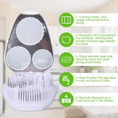 Versatile 3-in-1 Stainless Steel Egg Slicer & Chopper - Perfect for Hard Boiled Eggs, Fruits, and Vegetables!