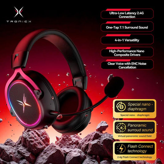 TAGRY TRONICX K3 Gaming Headset Version 5.3, 7.1 Surround Sound, 50Mm Drivers, Low Latency ENC Microphone for PC PS4 PS5 for PC Laptop Headphone Audio