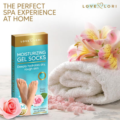 Moisturizing Socks - Gel Silicone Aloe Spa Socks (Up to Size 8.5) Infused with Vitamin E & Jojoba Oil - Self Care Spa Gifts for Women Foot Care