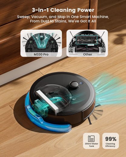 M330 Pro Robot Vacuum and Mop Combo, 5000Pa,Dtof Lidar Navigation, Alexa/Google/Wifi,Ideal for Pet Hair