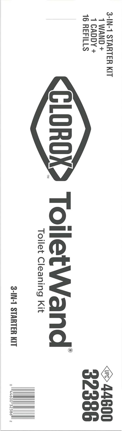 Toiletwand Disposable Toilet Cleaning System - Toiletwand, Storage Caddy and 16 Disinfecting Refill Heads