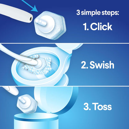 Toiletwand Disposable Toilet Cleaning System - Toiletwand, Storage Caddy and 16 Disinfecting Refill Heads