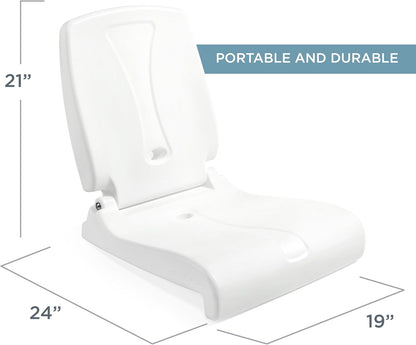 Foldable Adult Flip Seat, Portable Outdoor Chair for Poolside, Tailgating, Camping, Picnic Chair, Provides Back Support When Sitting on Ground, White