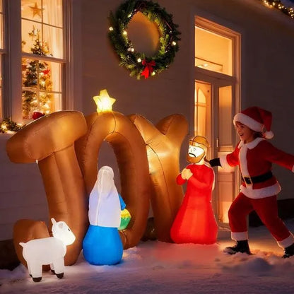 7.5FT Lighted Christmas Inflatable Nativity Scene with JOY Sign