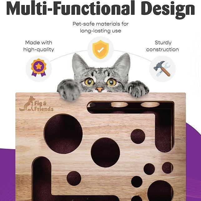 Solid Wood Maze Cat Toy Square Cat Self-hi