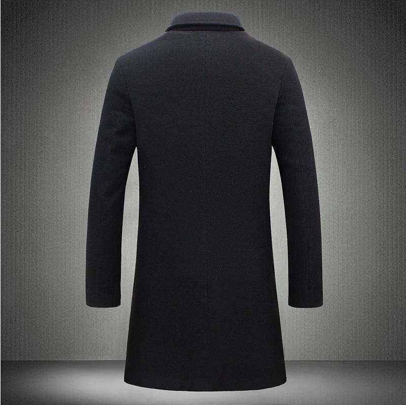 Men’s Mid-Length Trench Coat – Fall & Winter Slim Single-Breasted Jacket