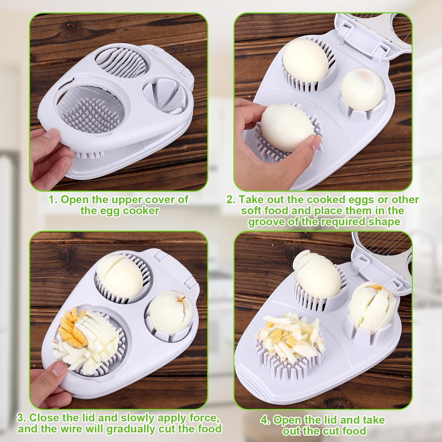 Versatile 3-in-1 Stainless Steel Egg Slicer & Chopper - Perfect for Hard Boiled Eggs, Fruits, and Vegetables!