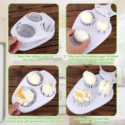 Versatile 3-in-1 Stainless Steel Egg Slicer & Chopper - Perfect for Hard Boiled Eggs, Fruits, and Vegetables!