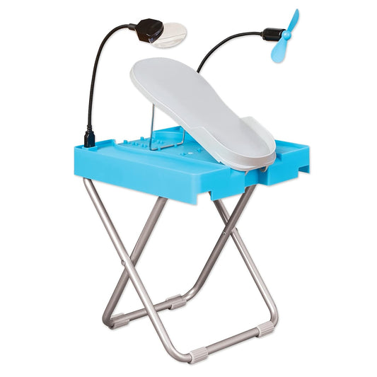 the Beauty Footrest for Easy At-Home Pedicures, Treat Your Feet, No More Bending or Stretching with LED Magnifier, Drying Fan, Adjustable Foot Rest, Non-Slip Sturdy Legs & Built-In Storage