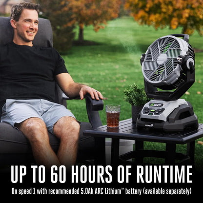Portable Misting Fan, Compact, Outdoor Electric 10" 6 Speed Fan, Battery and Charger Not Included - FN1000