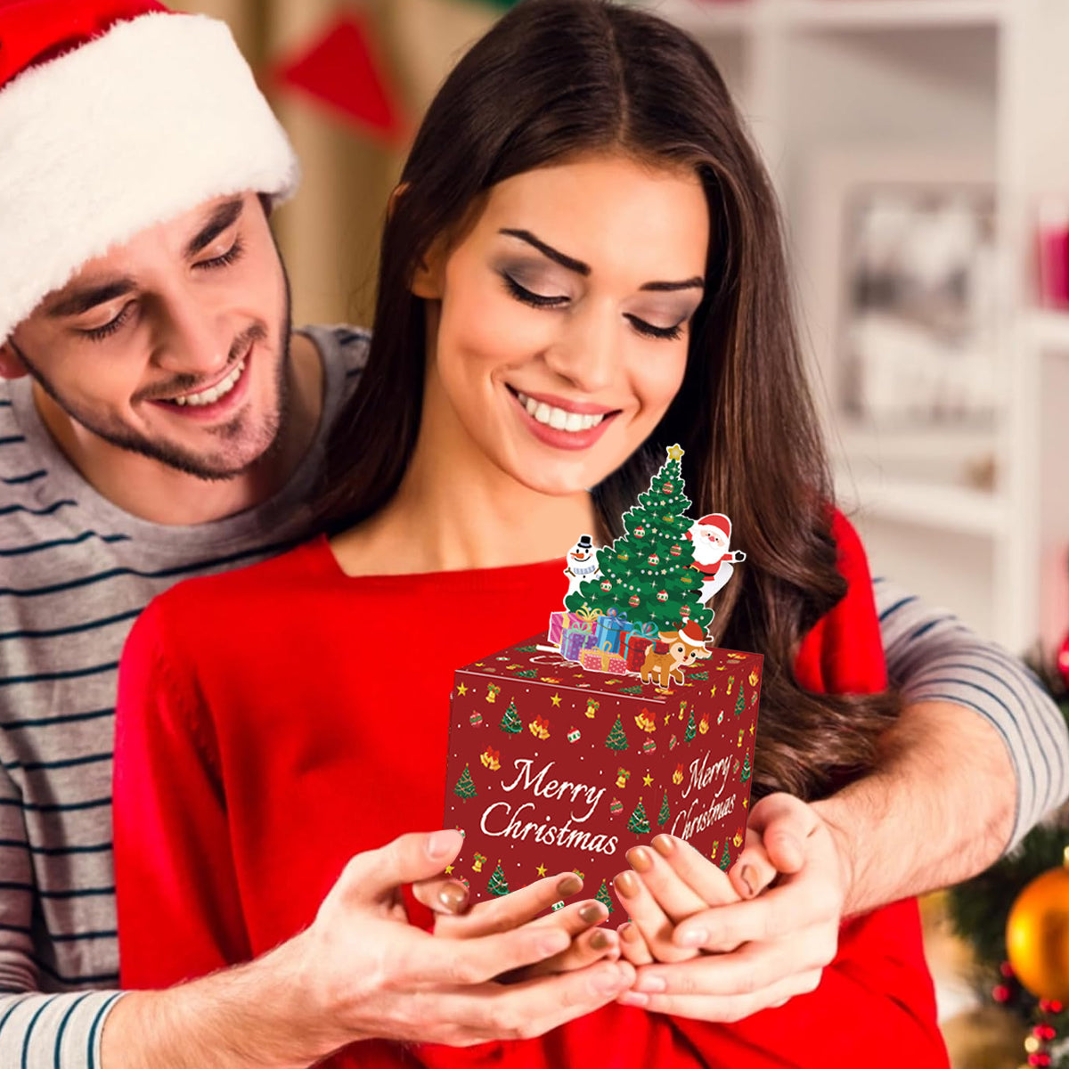 Christmas Money Pull Box | Cash Gift Surprise Box with Tree Card