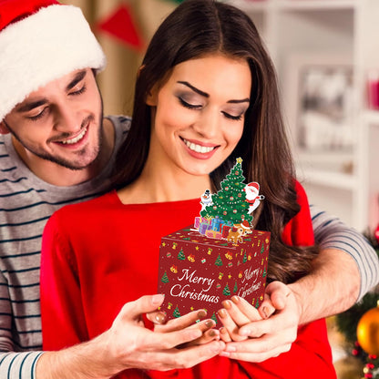 Christmas Money Pull Box | Cash Gift Surprise Box with Tree Card