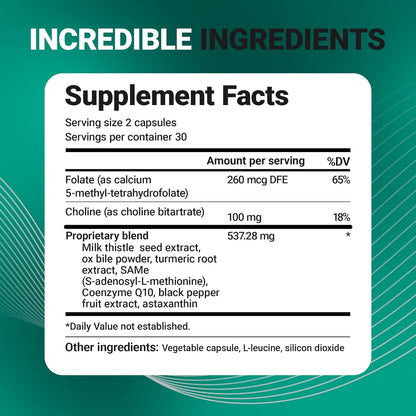 Dr. Berg Liver Cleanse Detox Capsules W/Unique Blend of Milk Thistle, Ox Bile & Folate - Liver Supplement Includes Turmeric, Black Pepper & Choline - 60 Capsules