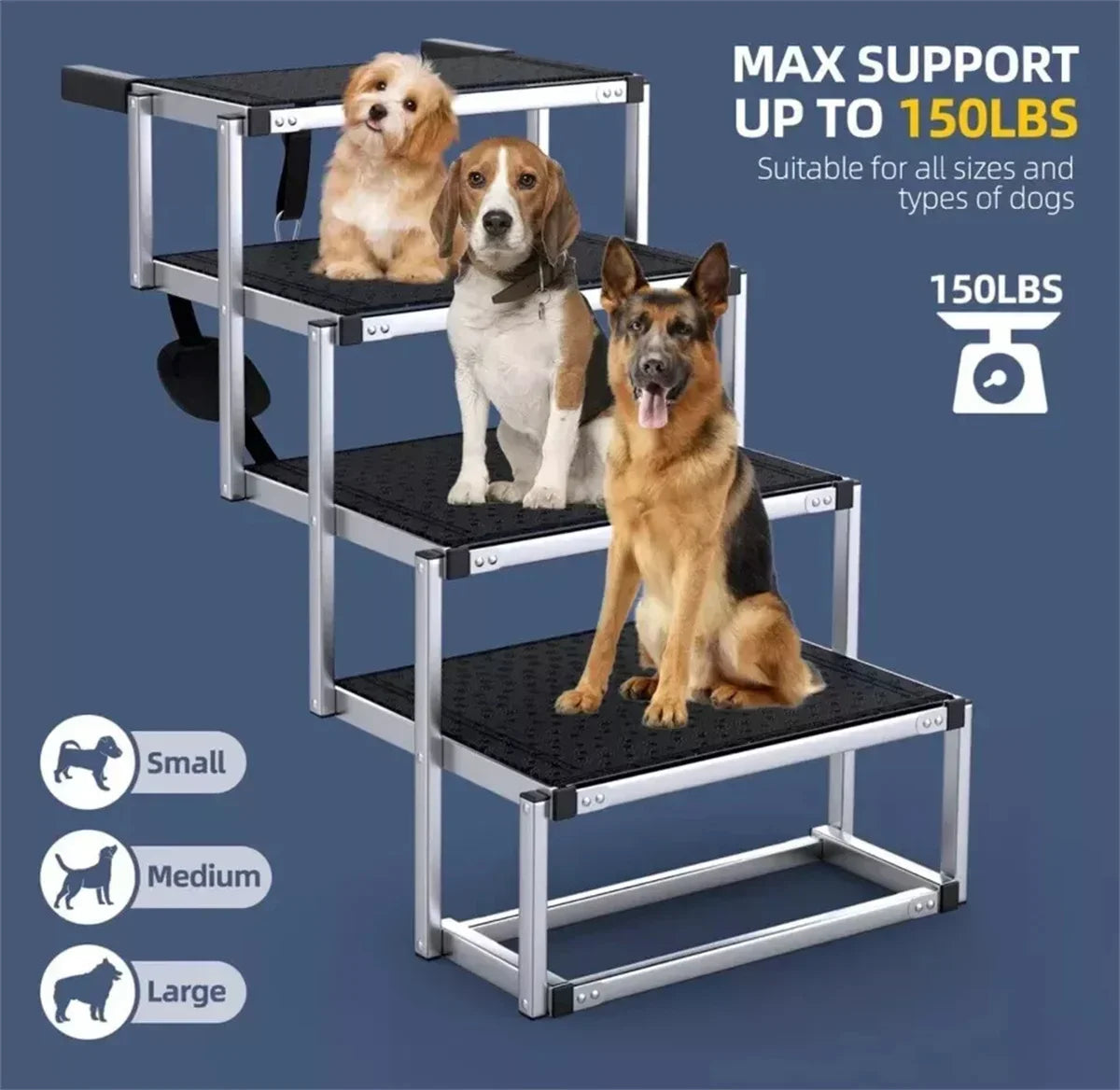 Outdoor In-Vehicle Mounted 4-Step Folding Pet Stairs Heavy-Duty Dog Climbing Stairs Sports & Entertainment Product