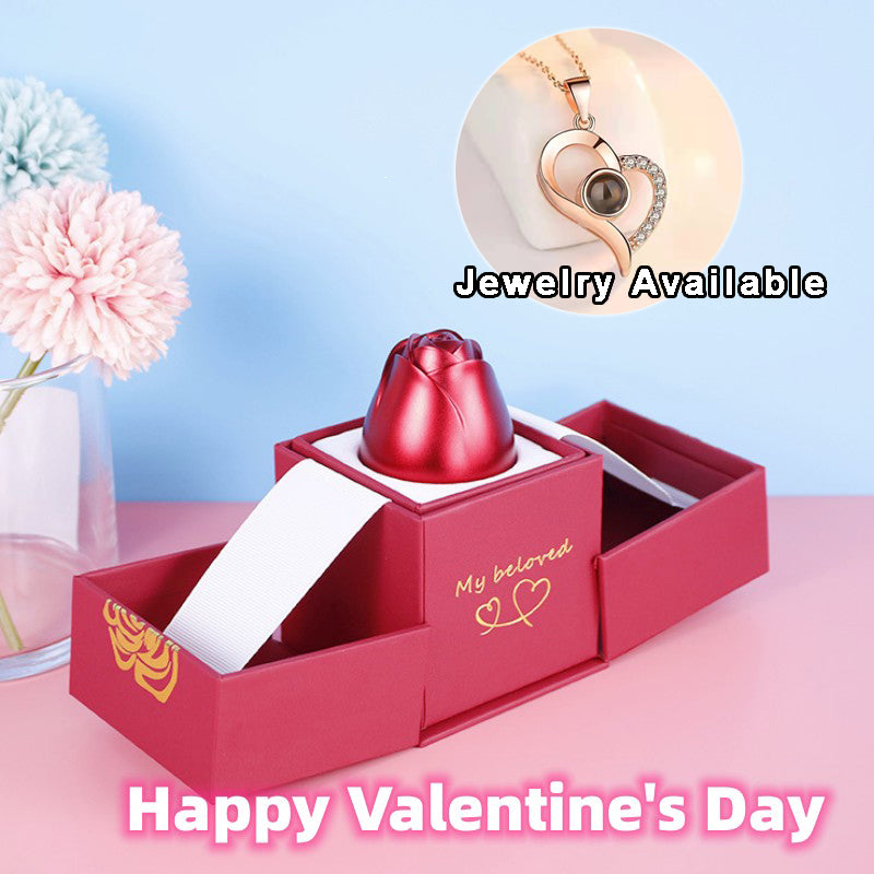 Valentine’s Day Metal Rose Gift Box Necklace for Girlfriend