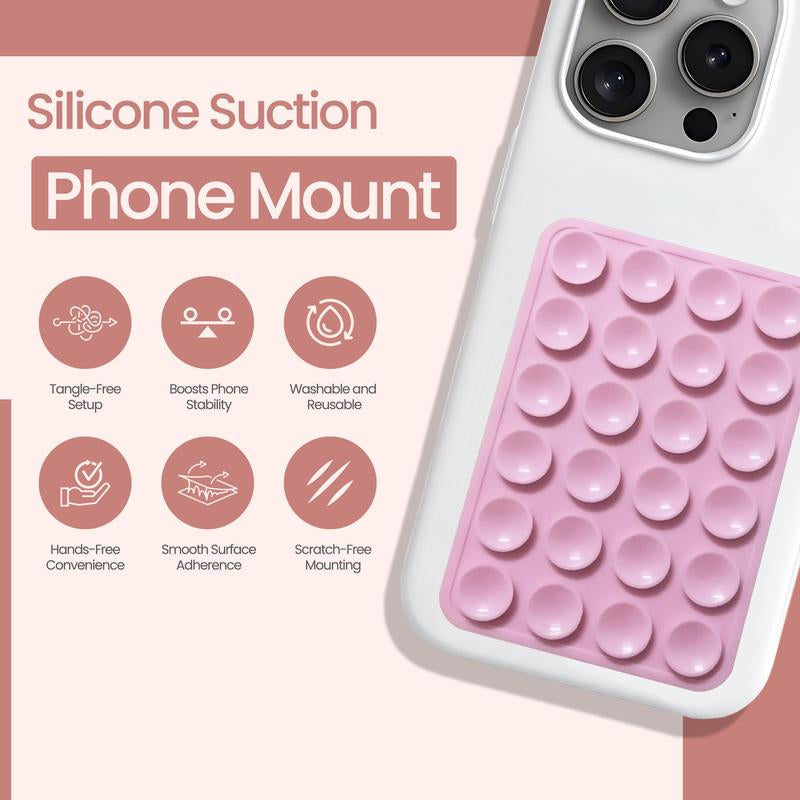 2PCS Silicone Suction Phone Case Mount,Non Slip Suction Cup Phone Mount,Hands-Free Phone Accessories Holder for Selfies and Videos