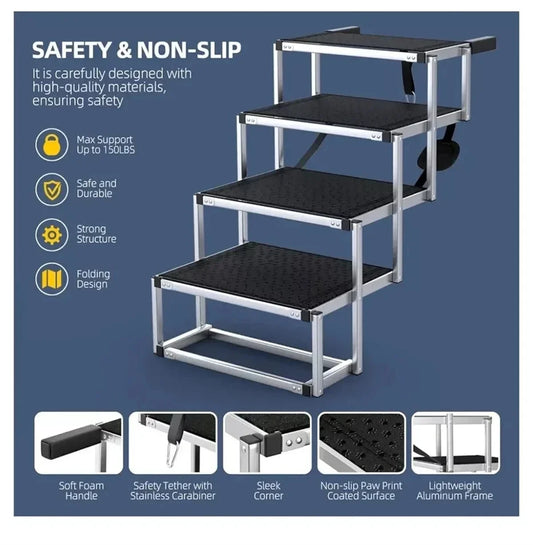 Outdoor In-Vehicle Mounted 4-Step Folding Pet Stairs Heavy-Duty Dog Climbing Stairs Sports & Entertainment Product