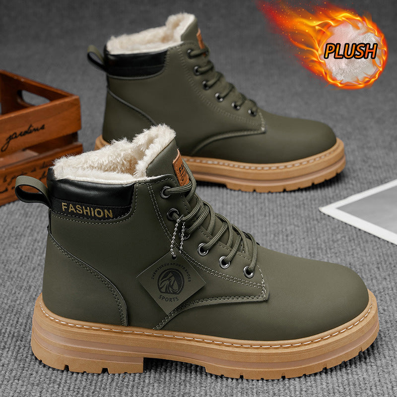 Men’s Vintage Casual Boots Round Toe PU Leather Style