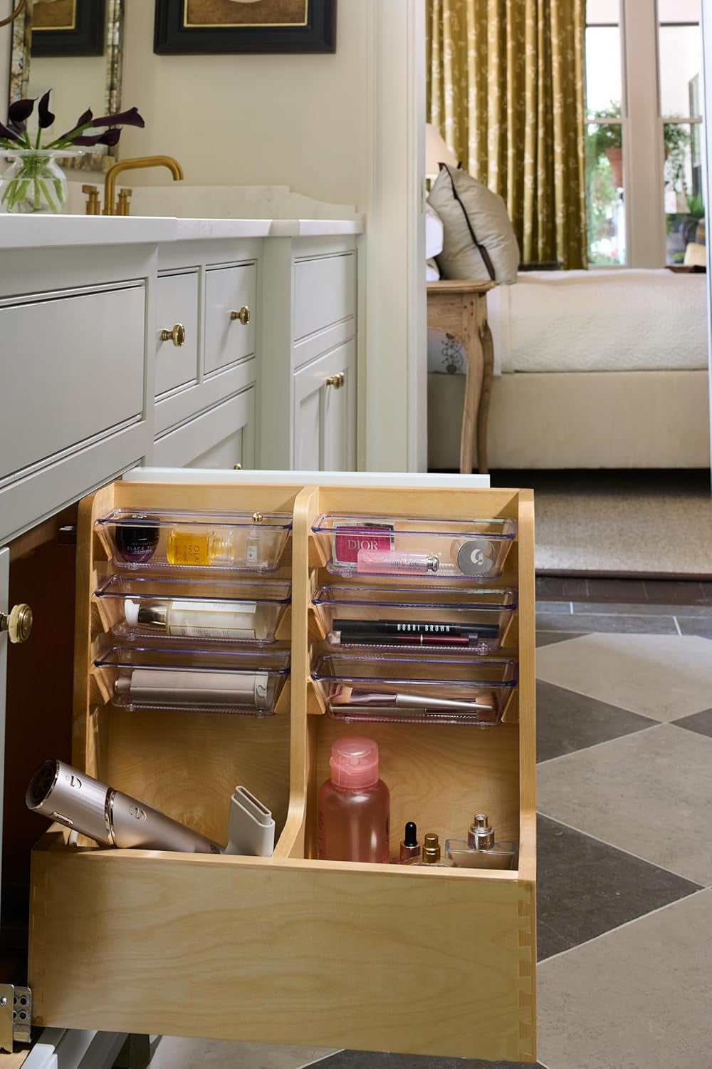 24" Wood Vanity Sink Pull Out Organizer Cabinet Storage W/Soft-Close for Kitchen or Bathroom, Maple Wood, 441-12VSBSC-1