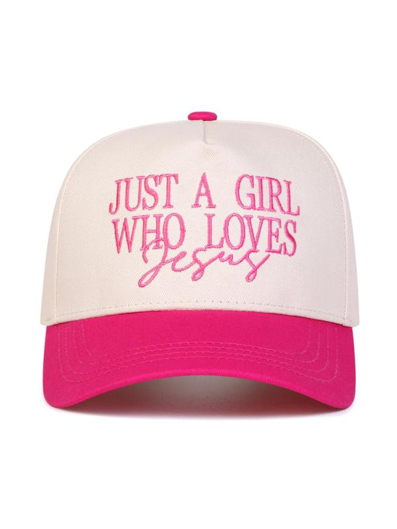Just a Girl Who Loves Jesus Letter Embroidered Trucker Cap, Casual Outdoor Sports Hat for Women & Men, Perfect Gift for Faithful Friends & Family
