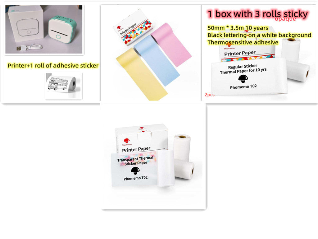 Portable Mini Thermal Label Printer Bluetooth-Compatible Inkless Photo Printer