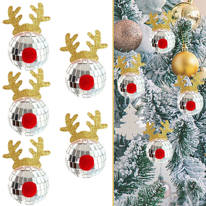Christmas Silver Disco Mirror Balls | 5 Pcs Reflective Hanging Ornaments