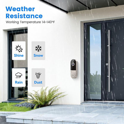 1080P Video Doorbell Camera Wireless with Chime, Smart AI Human Detection, 2-Way Audio, FHD Live View, 2.4G Wifi Only, Night Vision, Cloud Storage, Battery Powered, Wire-Free, Indoor Outdoor Surveillance Cam for Home Security System