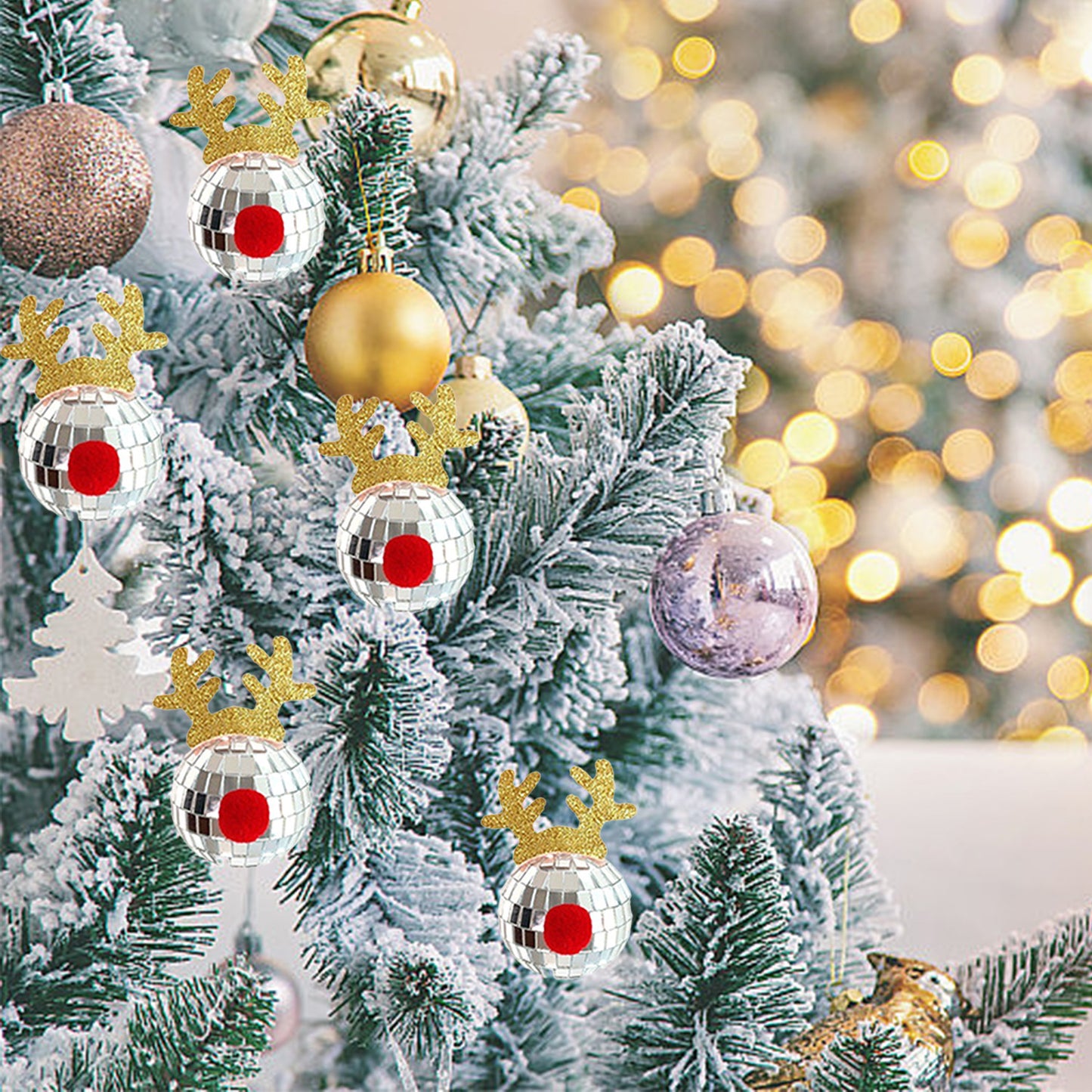 Christmas Silver Disco Mirror Balls | 5 Pcs Reflective Hanging Ornaments