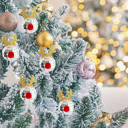 Christmas Silver Disco Mirror Balls | 5 Pcs Reflective Hanging Ornaments