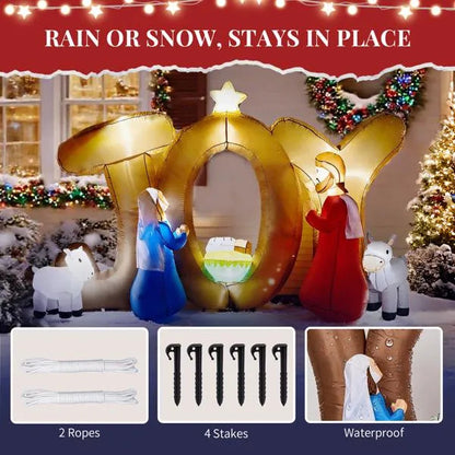 7.5FT Lighted Christmas Inflatable Nativity Scene with JOY Sign