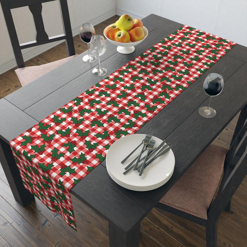 Subtle FDT Christmas Holly Table Runner, Festive Christmas Decor, Winter Kitchen Decoration, Seasonal Celebration, FDT Hidden Message